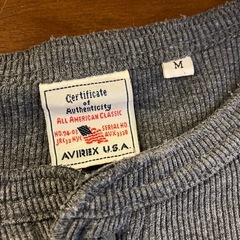 M2511-340 AVIREX 長袖 ヘンリーネックサーマル グレー Mサイズ 使用感有りの画像