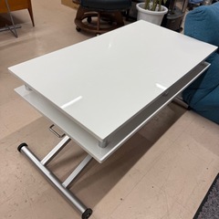 美原店 ディノスセシール 昇降式テーブル PCデスク 棚付き　ホワイト