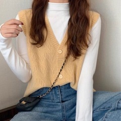 韓国好き⭐︎ニットベスト🟡黄色の画像