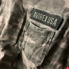 M2511-342 AVIREX　クルーネックTシャツ ミリタリー 迷彩柄 Mサイズ 使用感有りの画像