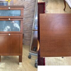 脚付き 3段チェスト サイドチェスト 木製 引出し ブラウン◆幅38.5cm×奥行37.5cm×高さ83.5cm◆買取帝国 朝霞店の画像