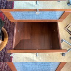 脚付き 3段チェスト サイドチェスト 木製 引出し ブラウン◆幅38.5cm×奥行37.5cm×高さ83.5cm◆買取帝国 朝霞店の画像