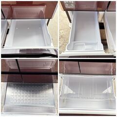 【❗️✨ファミリー向け✨❗️】HITACHI 615L 大容量6ドア R-XG6200G 2017年製 高級ガラスドア ✨簡易清掃・動作確認済み❗️の画像