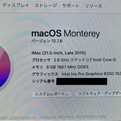 Mac  デスクトップ　iMac (21.5-inch, Late 2015)  
マジックマウス付き  の画像