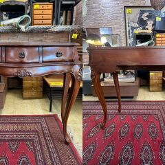 ※即 コンソールテーブル ブラウン 引出し3個◆幅89.5㎝×奥行41㎝×高さ77.5㎝ 検) ロイズ アンティークス★近隣配送無料 買取帝国 朝霞店の画像