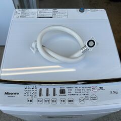 【動作保証あり】Hisense ハイセンス 2021年 HW-G55B-W 5.5kg 全自動洗濯機 ガラスフタ【管理KRS815】の画像