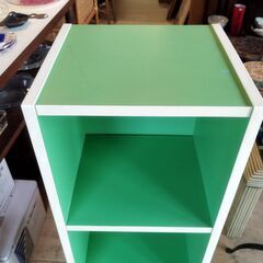 昭和レトロ カラーボックス 3段 グリーン 棚　/TJ-2657 2Fの画像