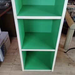 昭和レトロ カラーボックス 3段 グリーン 棚　/TJ-2657 2Fの画像