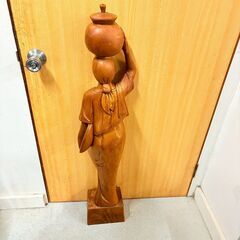 【❗️✨存在感◎✨❗️】 木彫り女性像オブジェ 高さ約100cm インテリア置物✨簡易清掃済み❗️の画像