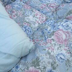 未使用タグ付き布団　中綿布団　シングル　ブルー系の画像