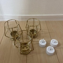 IKEA ペルルバンド（ガラスキャンドルホルダー）３個とLEDライト３個セットの画像
