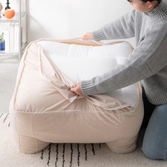 1人掛けビーズソファー   アイボリーの画像