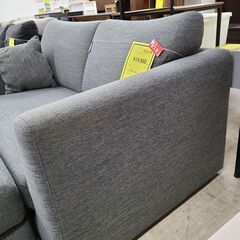 J1829【リユースのサカイ柏店】二人掛けカウチソファ　オットマン付き　グレー　クリーニング済み　の画像