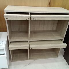 リユースのサカイ栃木店★ジモティ割あり★  棚 ベージュ W91×D33×H90.5 クリーニング済み TC11676の画像