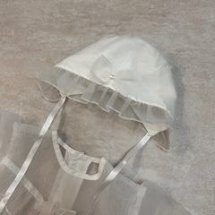 ベビーセレモニードレス 白 レース 新生児 2点セットの画像