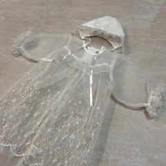 ベビーセレモニードレス 白 レース 新生児 2点セットの画像