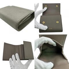 セリーヌ CELINE 三つ折り財布 スモールトリフォールドウォレット コンパクトウォレット ロゴ グレージュの画像