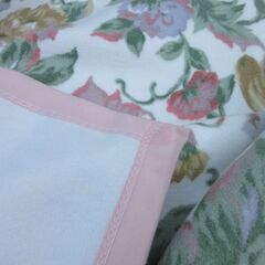 ピンク花柄　綿毛布　シングル　ブランケットの画像