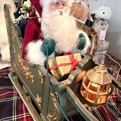 アンティーク　ライト点灯・動くサンタクロース、トナカイ飾り　クリスマスの画像