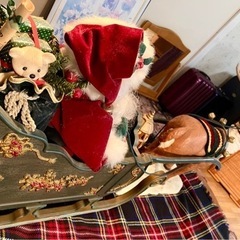 アンティーク　ライト点灯・動くサンタクロース、トナカイ飾り　クリスマスの画像