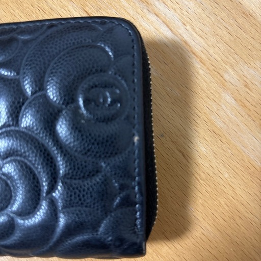 (中古) 限定品 chanel シャネル カメリア エンボス ココマーク ラウンドファスナー ミドル長財布 