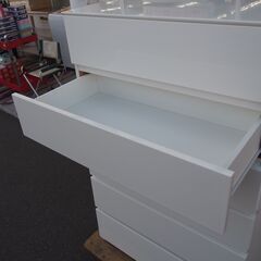 ニトリ　チェスト　ハイチェスト   白  幅80cm　高さ130cm　エキスパート藤沢辻堂店の画像