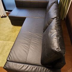 IKEA フリーヘーテン「ボムスタード」ブラックコーティング生地ソファ の画像