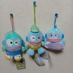 サンリオ　ハンギョドン　夜のんびりタイムソファ型ジュエリーBOX＆ひも付きぬいぐるみ3個＆フェイスシュシュセットの画像