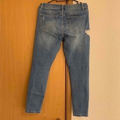 サイドカットクラッシュスキニーデニムパンツ　GRL M ブルーの画像