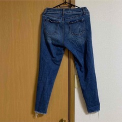 　配色ステッチダメージスキニーデニムパンツ　グレイル　インディゴ　Lの画像