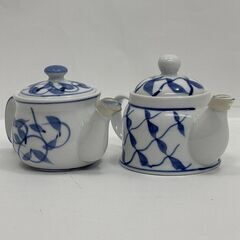 【未使用品・美品】 急須型 醬油差し 2個セット 陶器製 楽々庵◆取りに来て頂ける方♪の画像