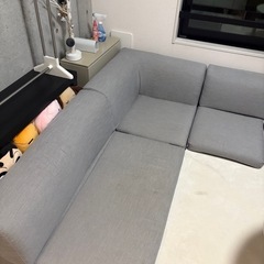 ポケット付きロータイプコーナーソファ3点セットの画像