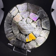 エンジェルフェザーフローライトのブレスレット浄化ポイント ラブラドライトのハートプレート 2個セット  天然石 パワーストーンの画像