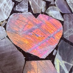 エンジェルフェザーフローライトのブレスレット浄化ポイント ラブラドライトのハートプレート 2個セット  天然石 パワーストーンの画像