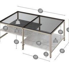 【美品◎】ガラステーブル  岩グレー  ローテーブルの画像