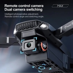 新品【166】E88MAX HDデュアルカメラ スクリーンリモコン＋WiFi伝送 折りたたみドローン（ブラック）の画像