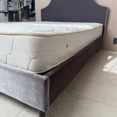 【Francfranc（フランフラン）ベッドフレーム＆マットレス／ダブル／グレー】の画像