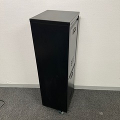 スリム分別ゴミ箱 ロッカー風メタル黒 キャスター付｜引取限定の画像