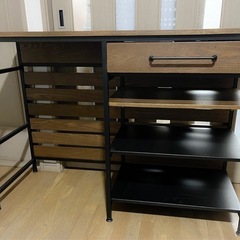 LOWYA 
幅120 キッチンカウンター キッチンラック キッチンワゴン スリム キッチン収納 ゴミ箱収納 ゴミ箱 作業台 カウンターテーブル アイランド カウンターの画像