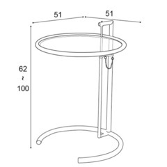 サイドテーブル「adjustable side table（アジャスタブルテーブル）」/デザイナーズ家具/アイリーン・グレイ /幅51cmの画像