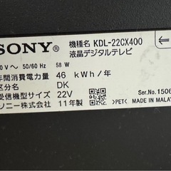 ジャンク品　SONYテレビの画像