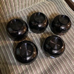 お椀 黒 花柄 5個の画像