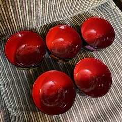 お椀 黒 花柄 5個の画像