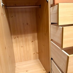 🌟美しい木目チェスト🪵＋扉付きハンガーラック✨5段大容量収納🗄️子供部屋👶サンルーム🌞リビング🛋玄関🎀どこでも大活躍💖2000円超お得🎁の画像