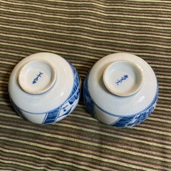 深皿 鹿 松 青 白 2個の画像