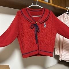 【11/23ライオンズ広場フリマ出品対象】韓国購入🇰🇷くま刺繍入り　セーラーニットカーディガンの画像