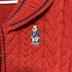 【11/23ライオンズ広場フリマ出品対象】韓国購入🇰🇷くま刺繍入り　セーラーニットカーディガンの画像