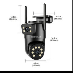 【167】新品1台 2.4GHz デュアルレンズ 屋外 Wi-Fi 720p高画質スマートカメラ〈IP65防水〉ブラックの画像