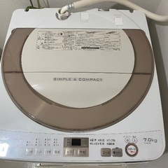 洗濯機 シャープ 7kg ES-GE7A 2017年製の画像