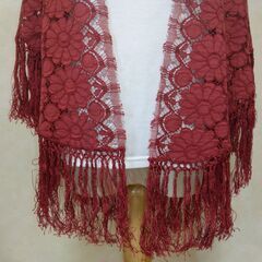 ストール　レッド×花の画像